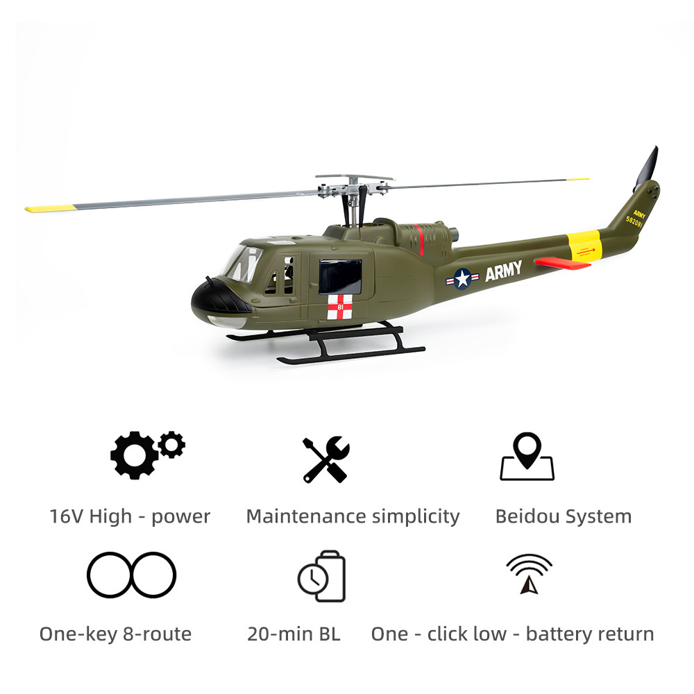 FLYWING UH-1 V4 Helicopter M10N GPS Hovering Module 10 Channel Transmitter