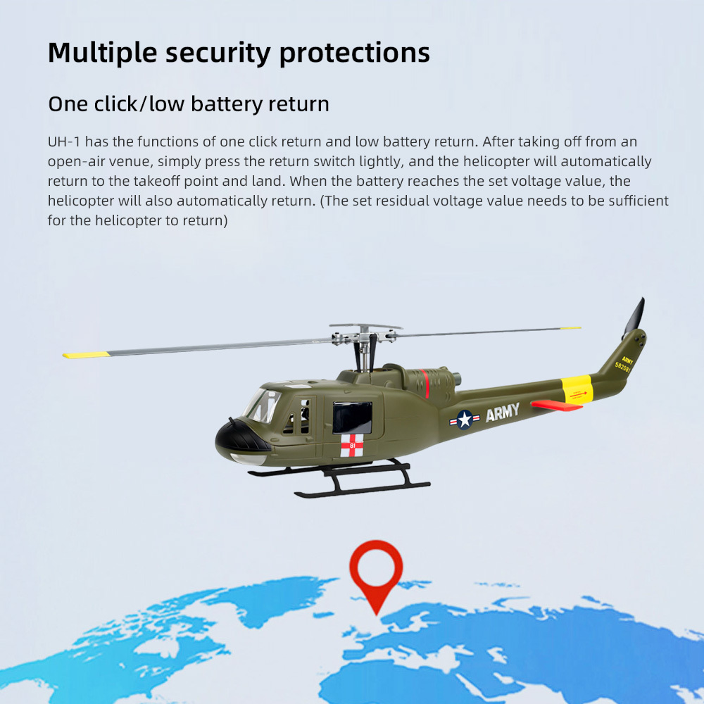 FLYWING UH-1 V4 Helicopter M10N GPS Hovering Module 10 Channel Transmitter