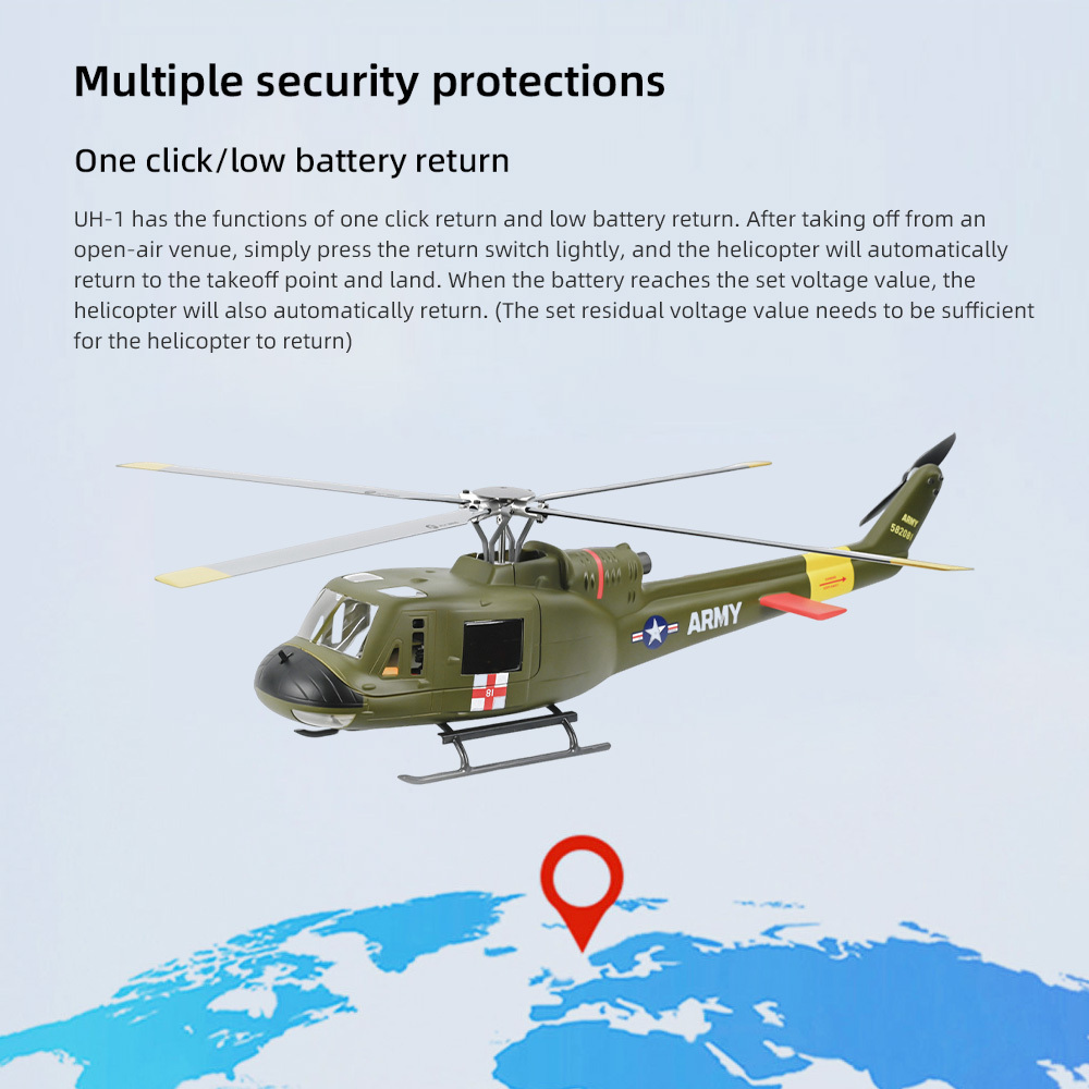 FLYWING UH-1 4-Blades Heilcopter M10N GPS Mode One Key Return 10 Channel Transmitter RTF Version
