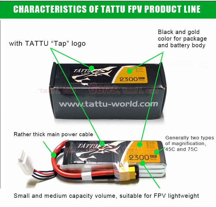 Tattu Classic Series FPV Battery High Discharge Rate (45C/75C) Lightweight Freestyle Flying Suitable for FPV Drones