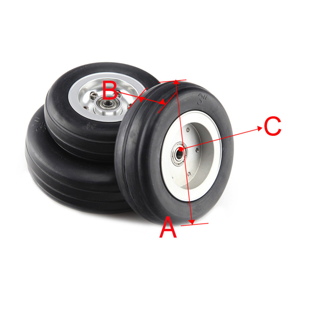 1pc 3.5inch Rubber Wheel Aluminum Hub with Wheel Adapter Rubber Tire For Model Aircraft RC Airplane