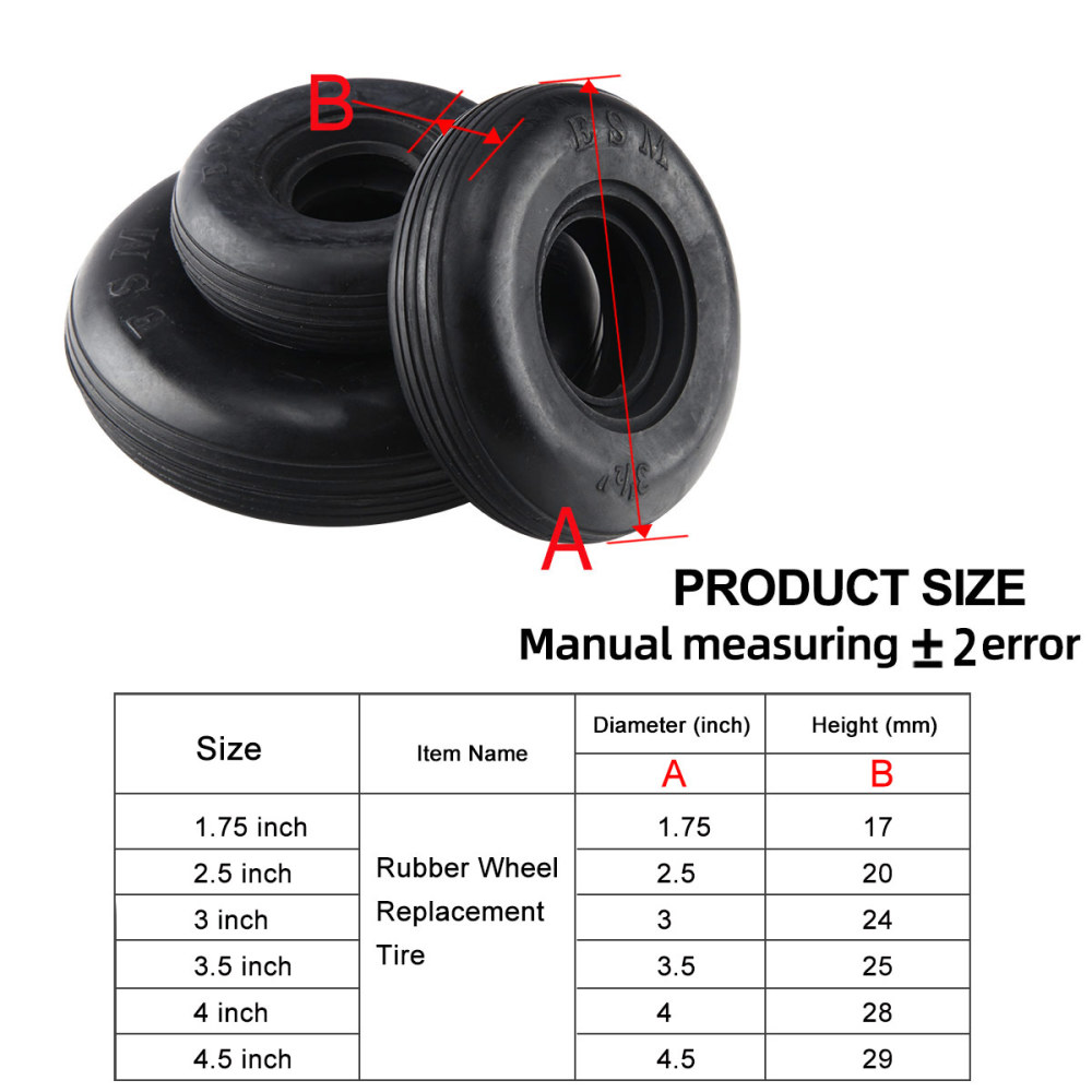 1 Pair 1.75~4.5inch Rubber Wheel Replacement Tire for RC Airplane