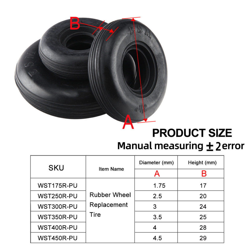 1 Pair 1.75~4.5inch Rubber Wheel Replacement Tire for RC Airplane