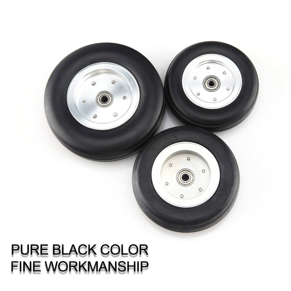 1pc 3.5inch Rubber Wheel Aluminum Hub with Wheel Adapter Rubber Tire For Model Aircraft RC Airplane