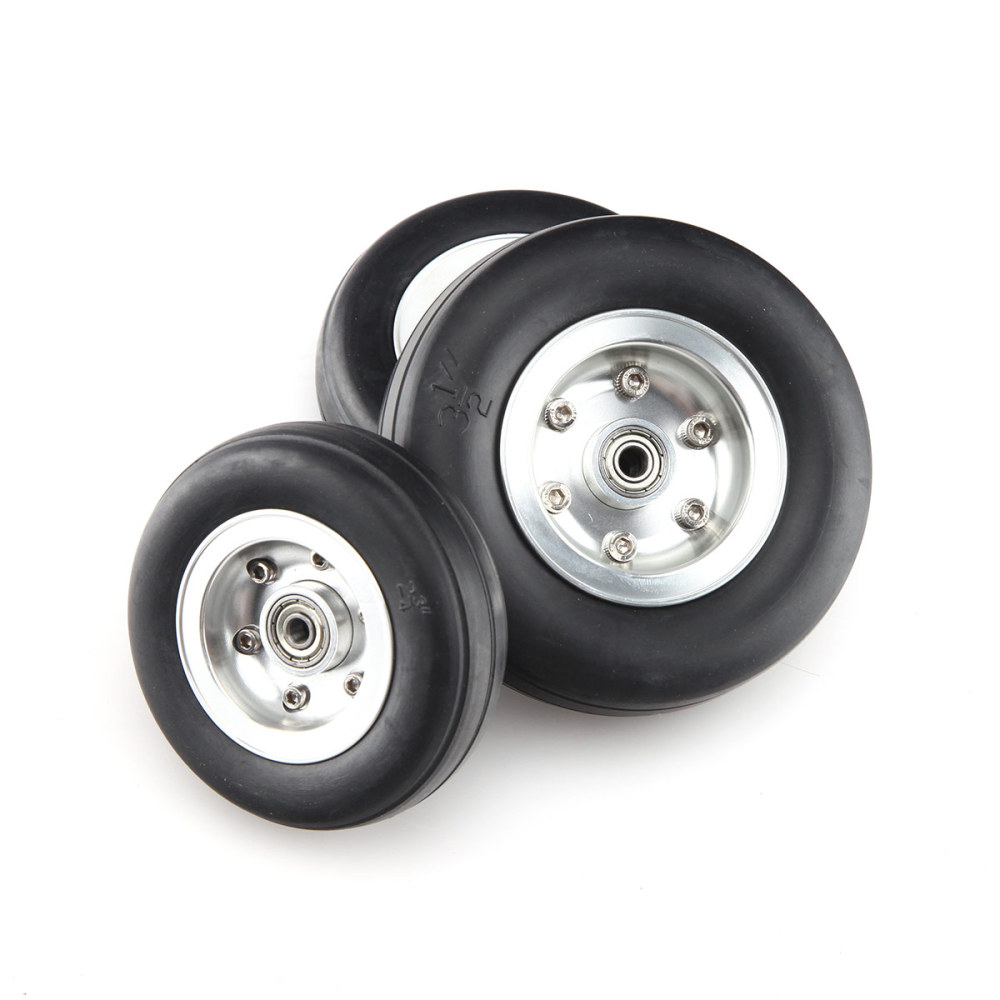 1pc 3.5inch Rubber Wheel Aluminum Hub with Wheel Adapter Rubber Tire For Model Aircraft RC Airplane