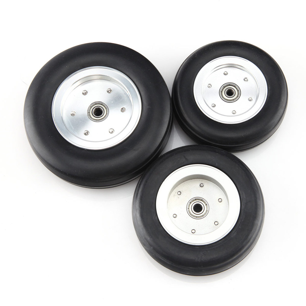 1pc 3.5inch Rubber Wheel Aluminum Hub with Wheel Adapter Rubber Tire For Model Aircraft RC Airplane