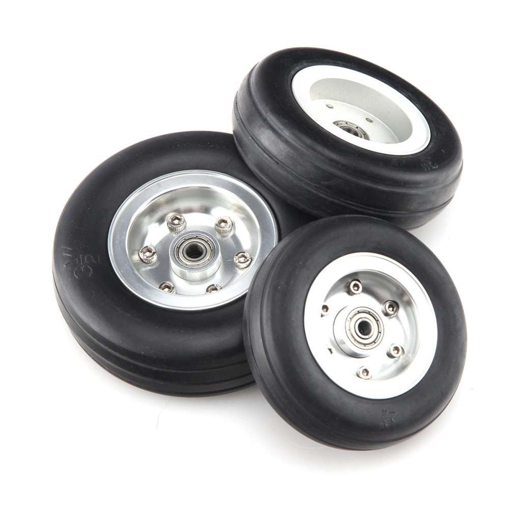 1pc 3.5inch Rubber Wheel Aluminum Hub with Wheel Adapter Rubber Tire For Model Aircraft RC Airplane