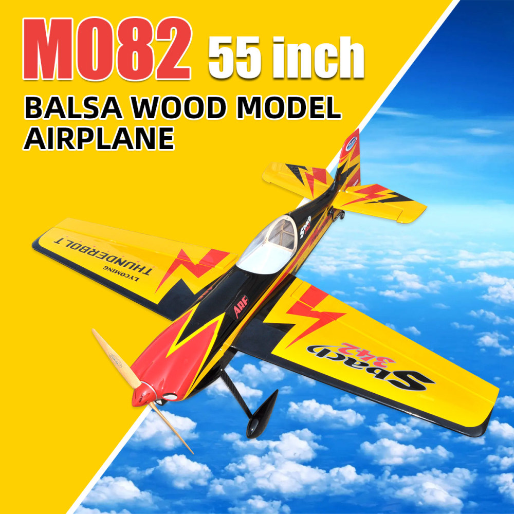 Sbach342 55inch RC Airplane Fuselage 3D Fix Wing Wooden Model Plane Frame