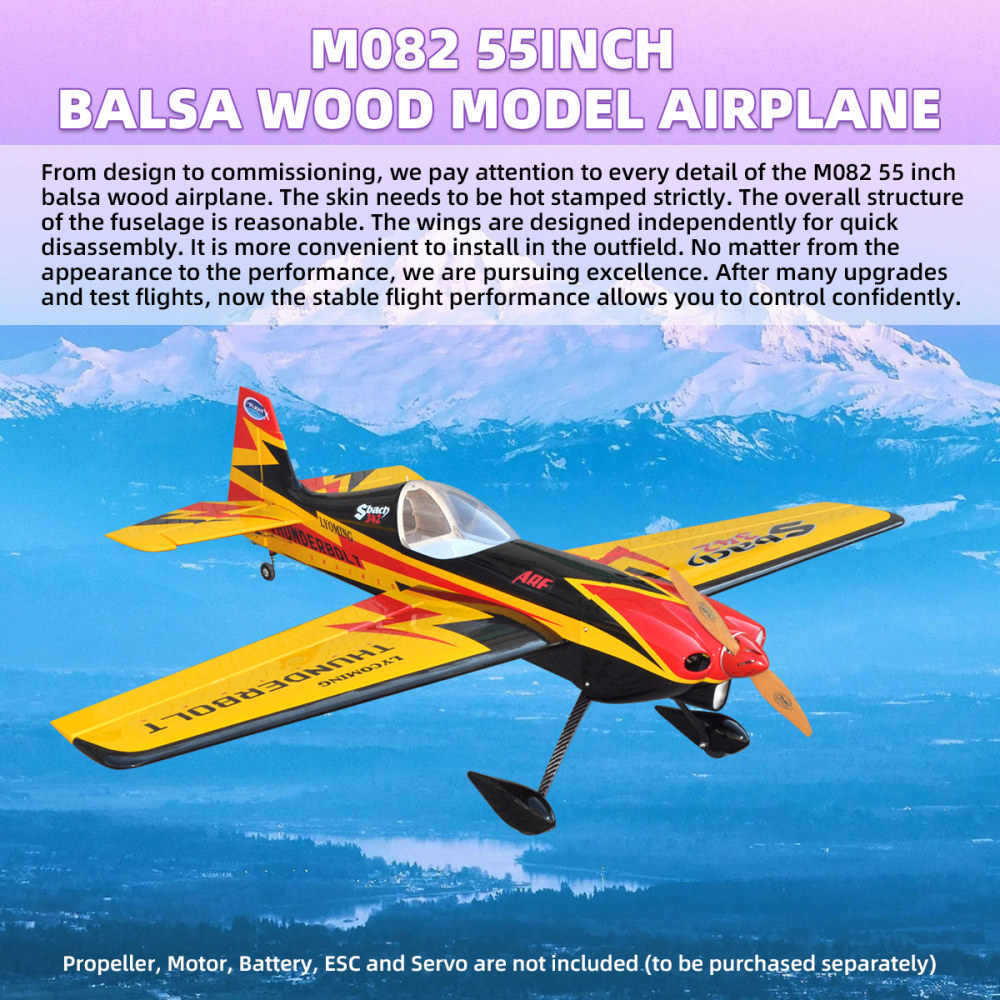 Sbach342 55inch RC Airplane Fuselage 3D Fix Wing Wooden Model Plane Frame