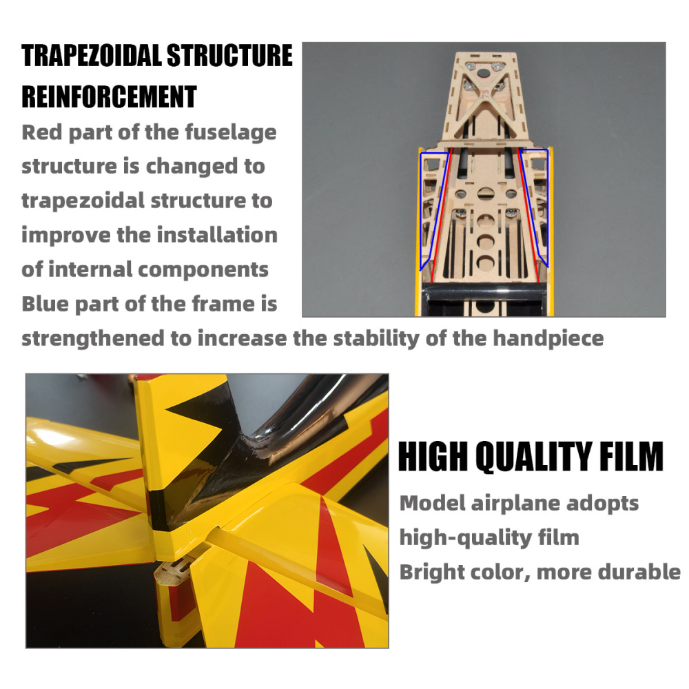 Sbach342 55inch RC Airplane Fuselage 3D Fix Wing Wooden Model Plane Frame
