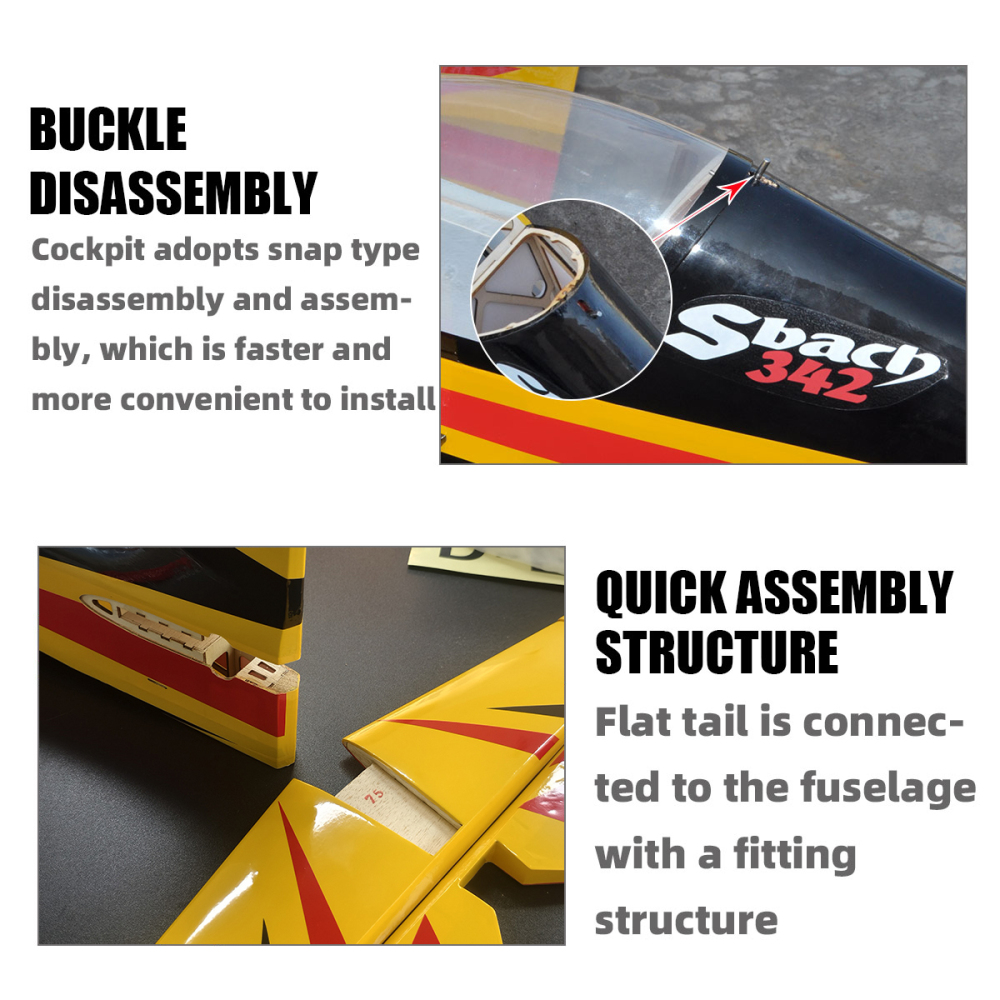 Sbach342 55inch RC Airplane Fuselage 3D Fix Wing Wooden Model Plane Frame
