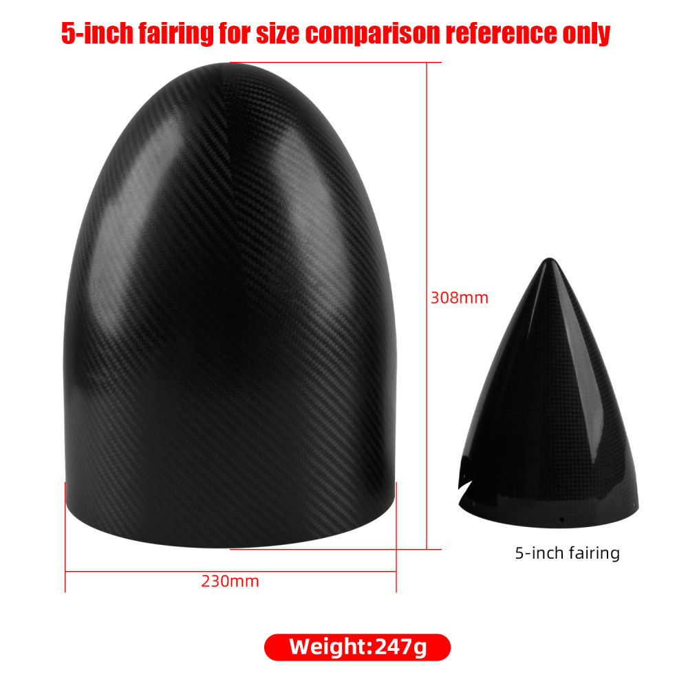 9in 308mm Carbon Fiber Uncut Spinner without Backplate for RC Gasoline Airplane