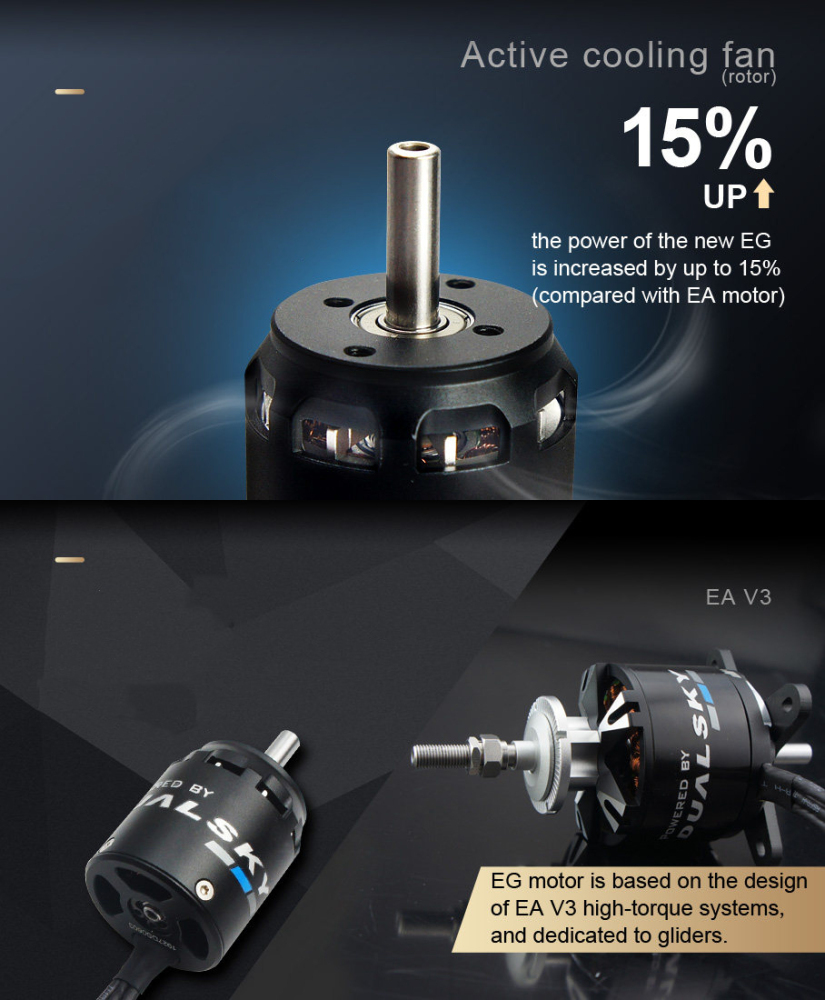Dualsky EG XM3045EG-8 Capsuled Series 1250KV 11-14.8V Motor for Glider Airplane