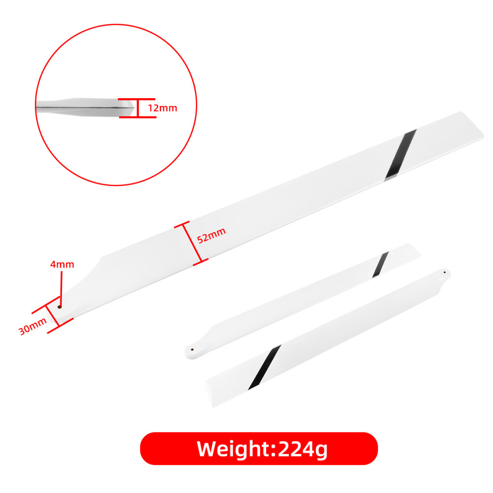 1 Pair 550mm Glassy Carbon Fiber Main Rotor Blades Propelelr for RC Helicopter