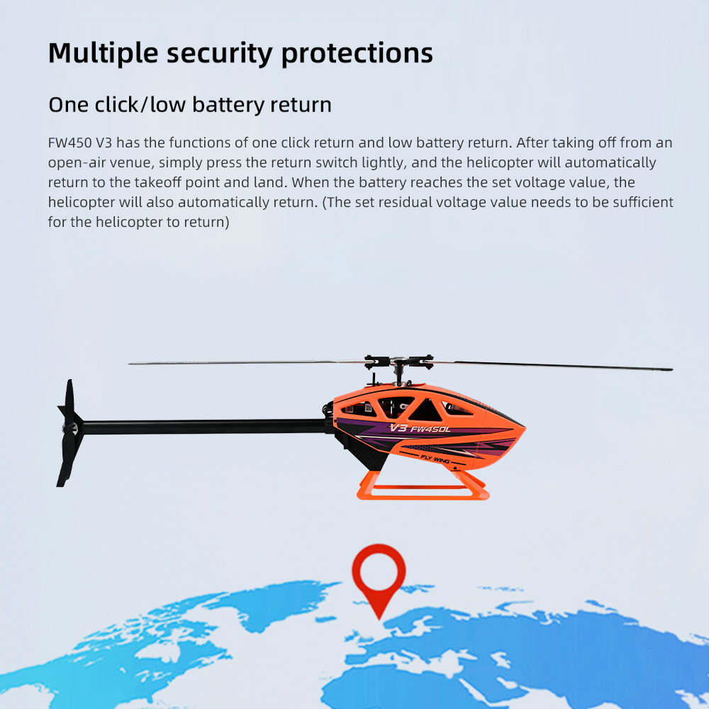 FW450 V3 6CH 3D RC Helicopter Auto Acrobatics GPS Altitude Hold RTF w/H1 Control
