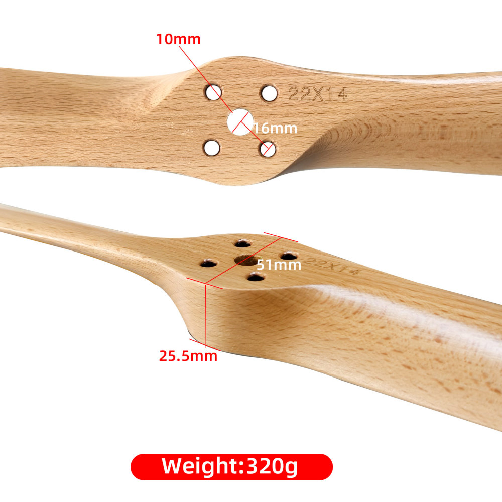 Propeller CW Made of Lightweight Wood Gas-Powered for DLA58 Engine for RC Aircraft Models