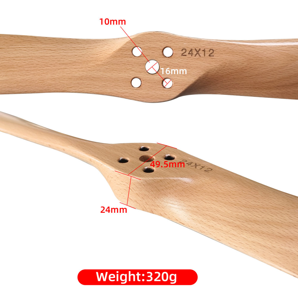 Propeller CW Made of Lightweight Wood Gas-Powered for DLA58 Engine for RC Aircraft Models