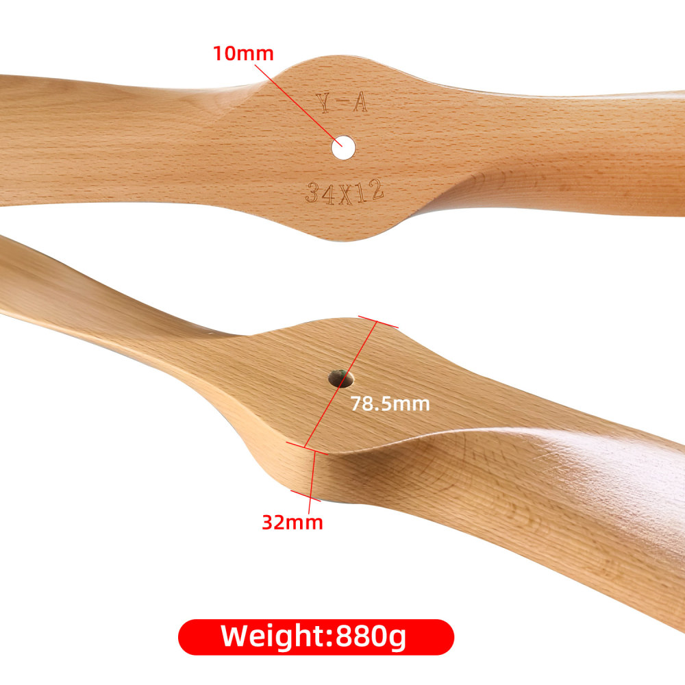 Propeller Made of Lightweight Wood Gas-Powered for RC Aircraft Model