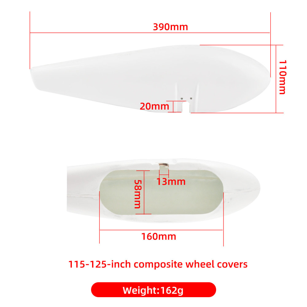 1Pair Landing Gear Wheel Protection Cover Opening for 115-125inch RC Airplane