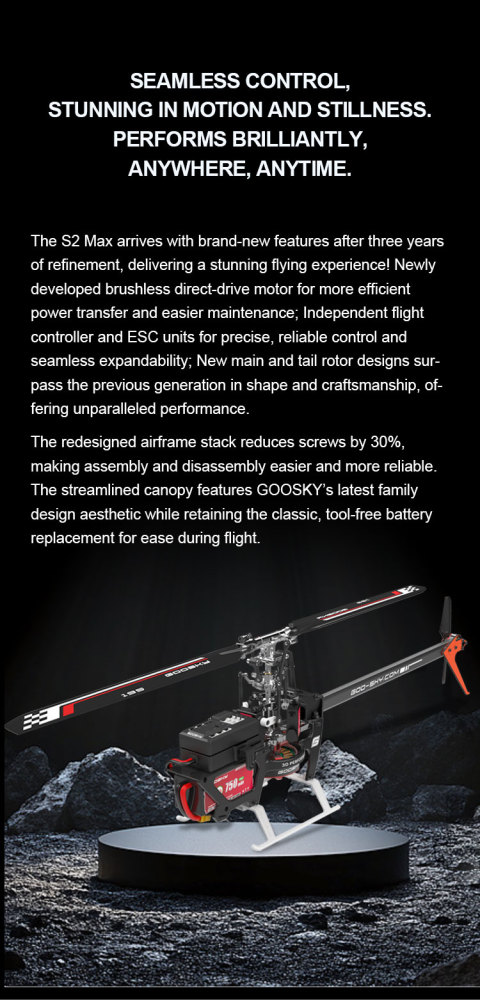 Goosky S2 MAX Dual Brushless Direct Drive High Performance Aerobatic Helicopter Model 2
