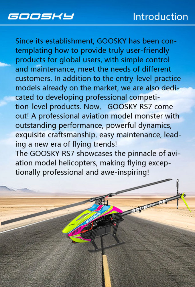 RC Helicopter GOOSKY RS7 (Kit Version, Blades Not Included) – The New Benchmark in 700-Class 3D Helicopters