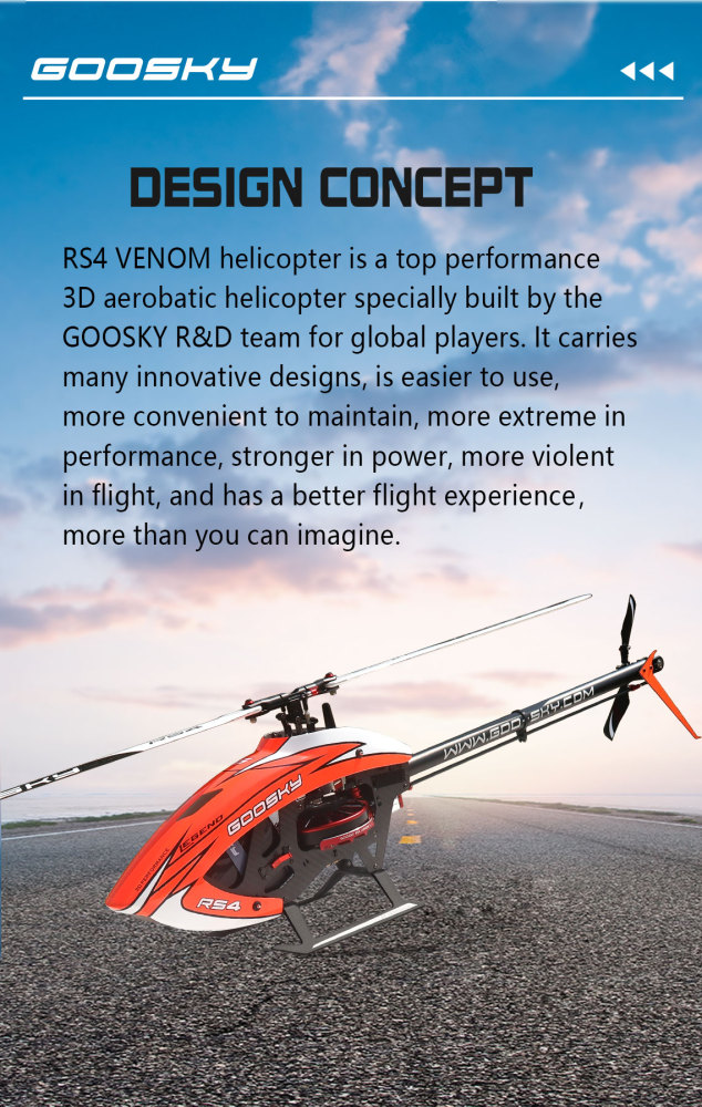 RC Helicopter GooSky RS4 Venom Edition 6-Channel 3D Direct-Drive KIT Version