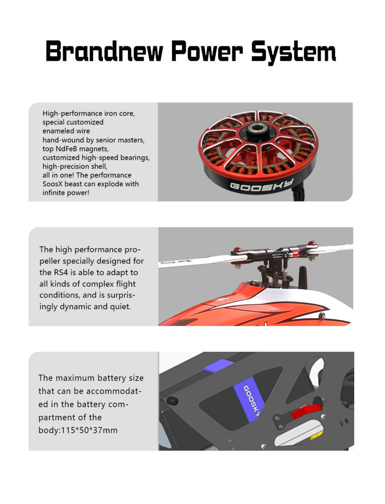 RC Helicopter GooSky RS4 Venom Edition 6-Channel 3D Direct-Drive KIT Version