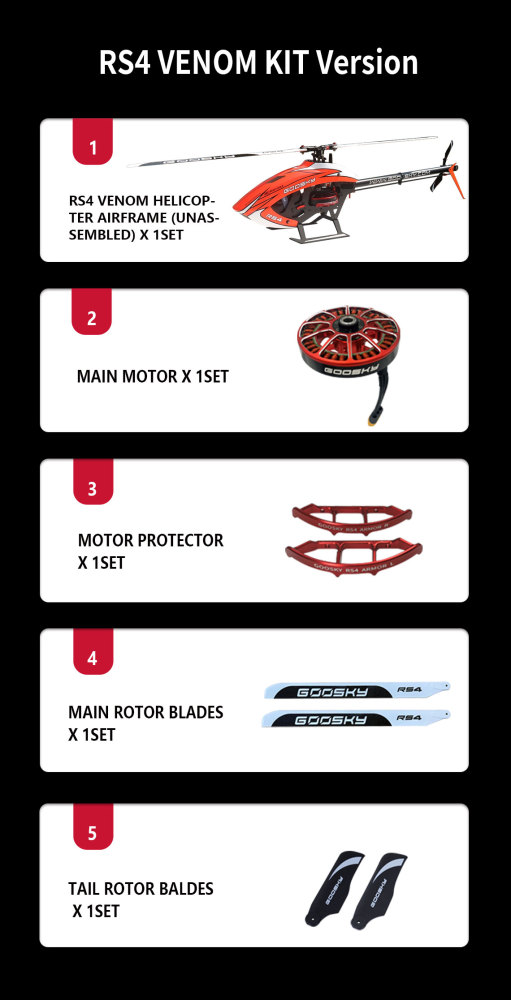 RC Helicopter GooSky RS4 Venom Edition 6-Channel 3D Direct-Drive KIT Version
