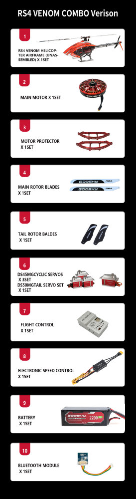 RC Helicopter GooSky RS4 Venom Edition 6-Channel 3D Direct-Drive PNP Version