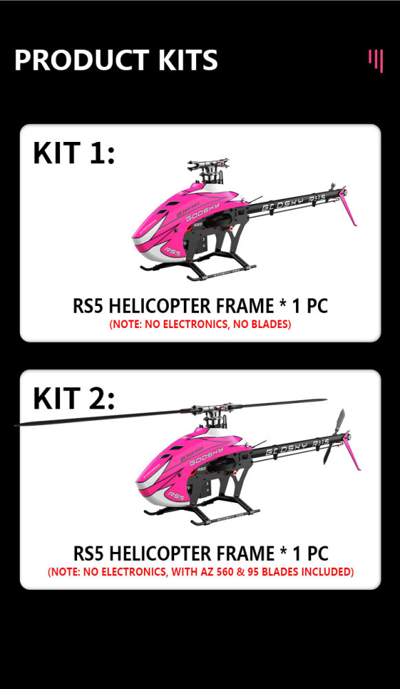 RC Helicopter GOOSKY RS5 Brushless Direct-Drive 550-Class 6-Channel 3D Helicopter Kit Version (Blades Not Included)
