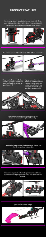 RC Helicopter GOOSKY RS6 (Kit Version) – Brushless Direct Drive 600-class 6-channel 3D helicopter blades not included