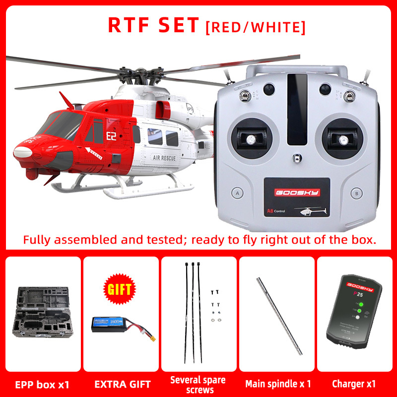 RC Helicopter GOOSKY E2 UH-1Y Air Rescue 1/35 Scale 2.4G 6CH Dual Brushless Direct Drive with GPS RTF Version
