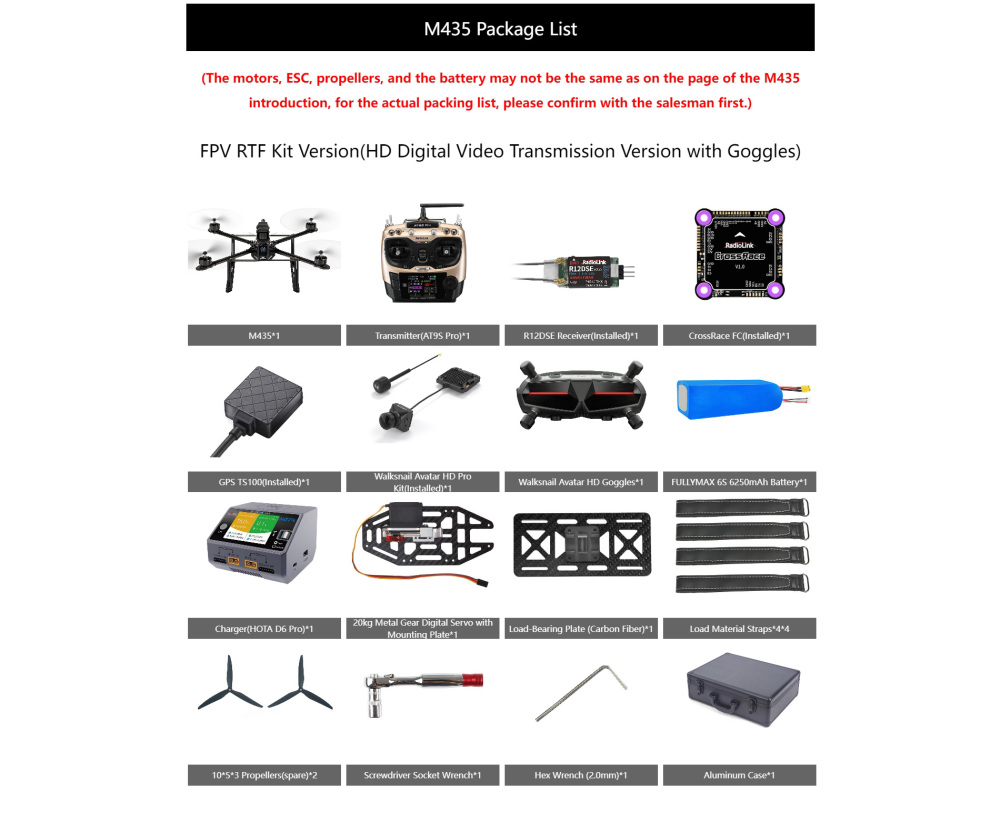 M435 Quadcopter with 3kg Payload for RC Model Aircraft Training