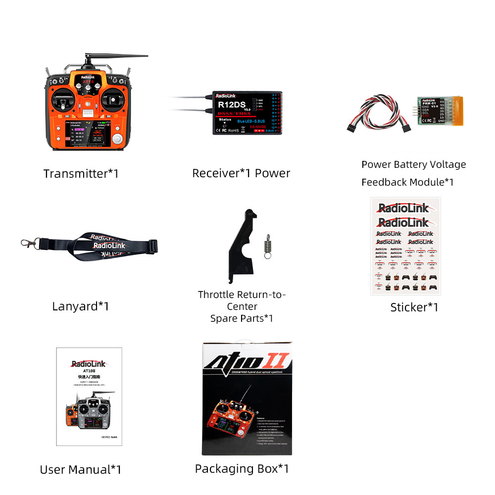 AT10II 12-Channel Remote Control for RC Airplanes