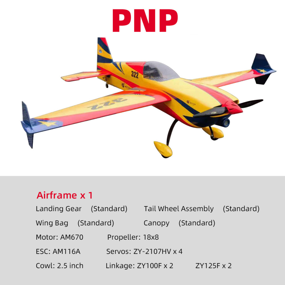 VOTEC 322 67inch Fixed Wing Electric RC Model  GA2000R-7 Moto Yellow PNP Version