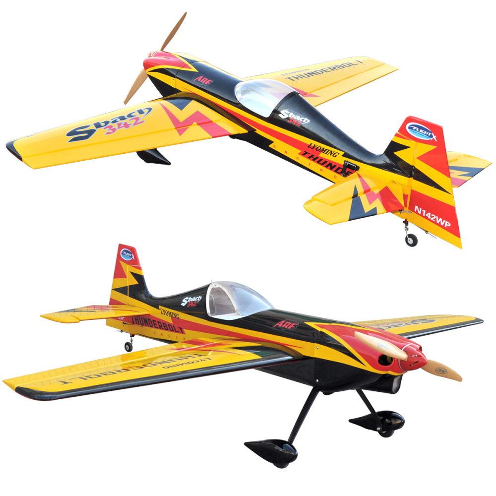 Sbach342 55inch RC Airplane Fuselage 3D Fix Wing Wooden Model Plane Frame PNP Version white