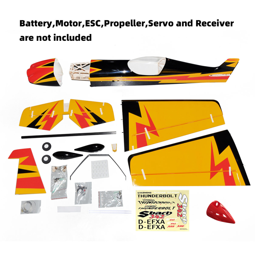 Sbach342 55inch RC Airplane Fuselage 3D Fix Wing Wooden Model Plane Frame PNP Version white