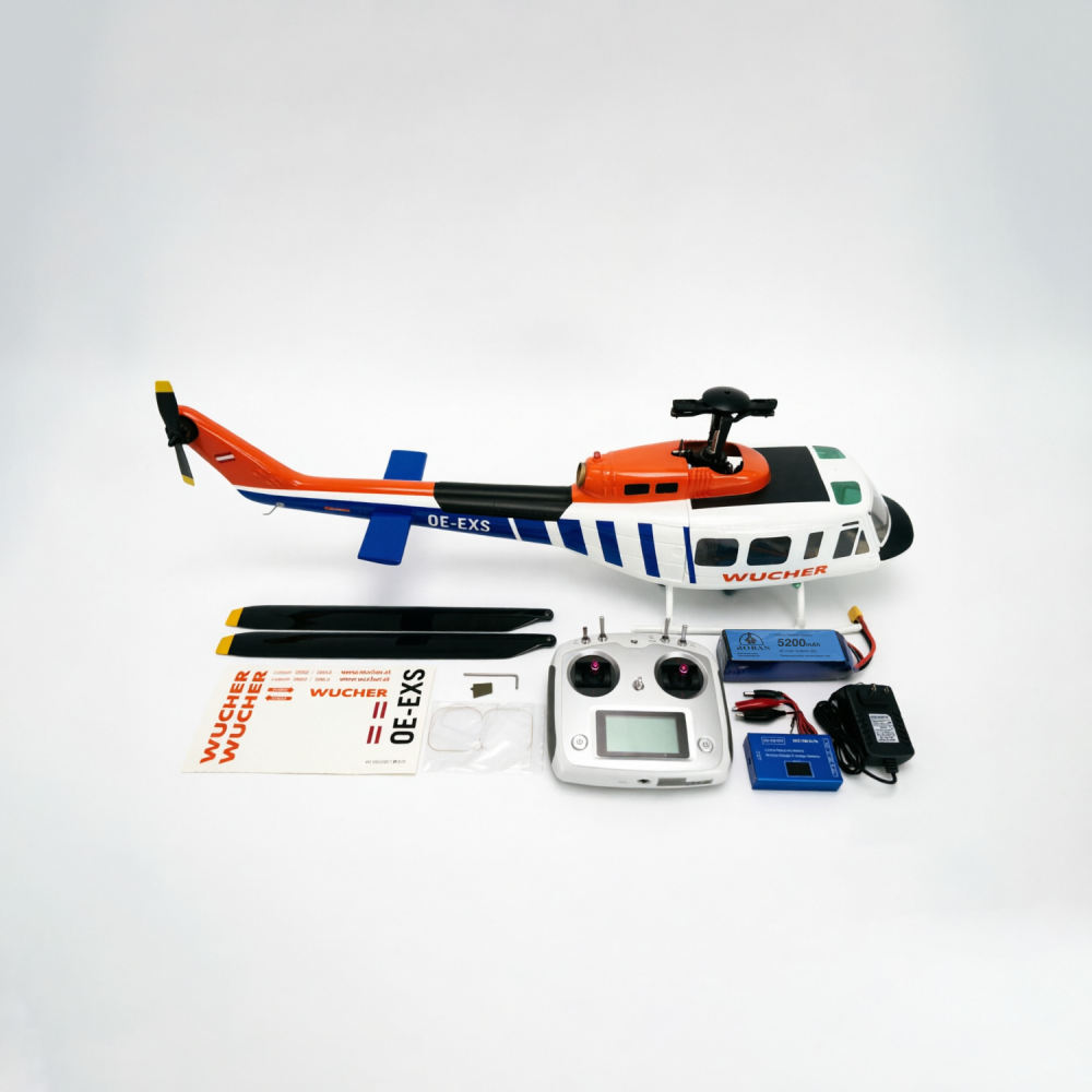 470 Model Helicopter UH1D White, Blue and Orange