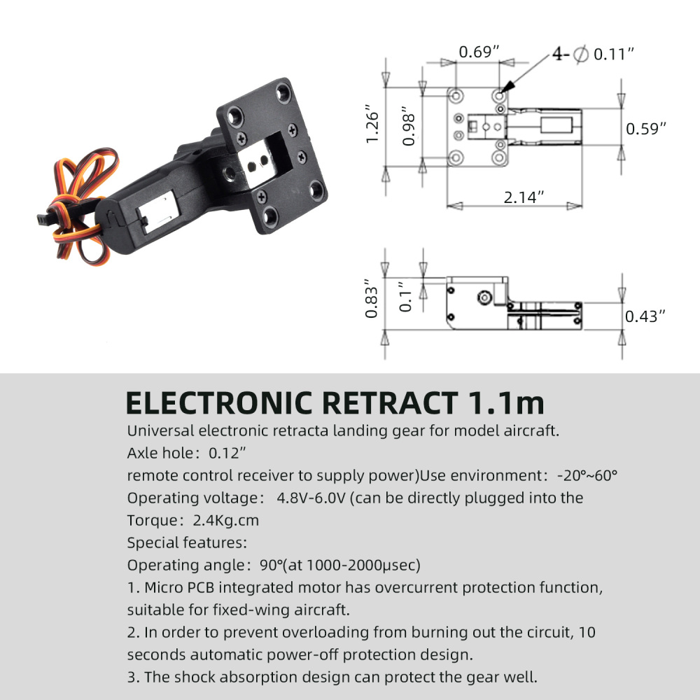 Main Electric Retract Landing Gear No Shaft RC Airplane Fixed‑Wing Model Accessory