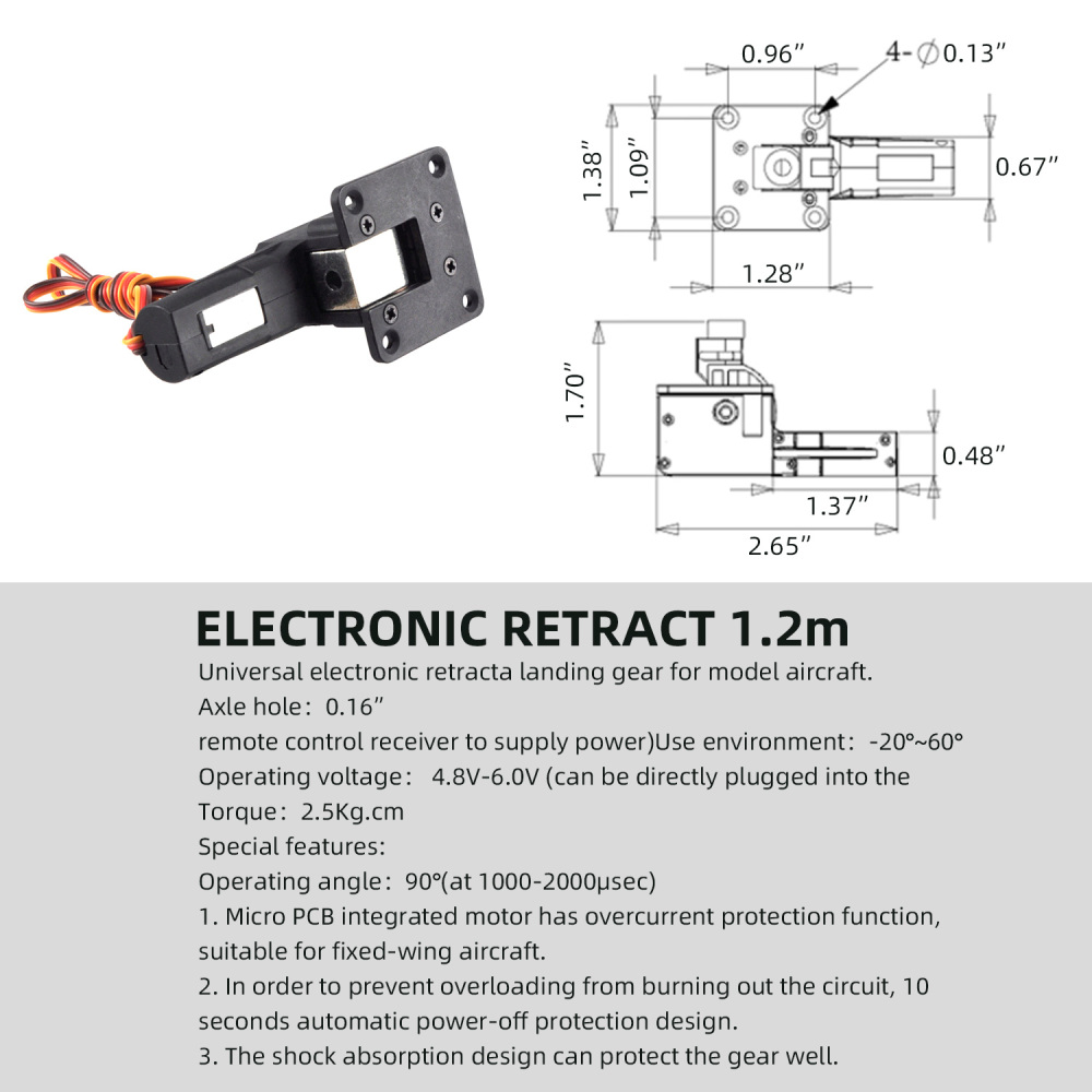 Main Electric Retract Landing Gear No Shaft RC Airplane Fixed‑Wing Model Accessory