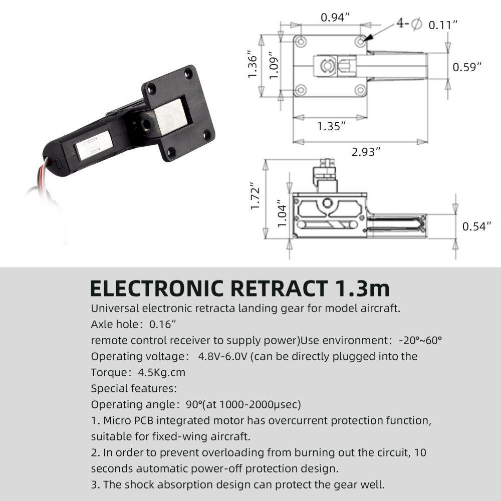 Main Electric Retract Landing Gear No Shaft RC Airplane Fixed‑Wing Model Accessory