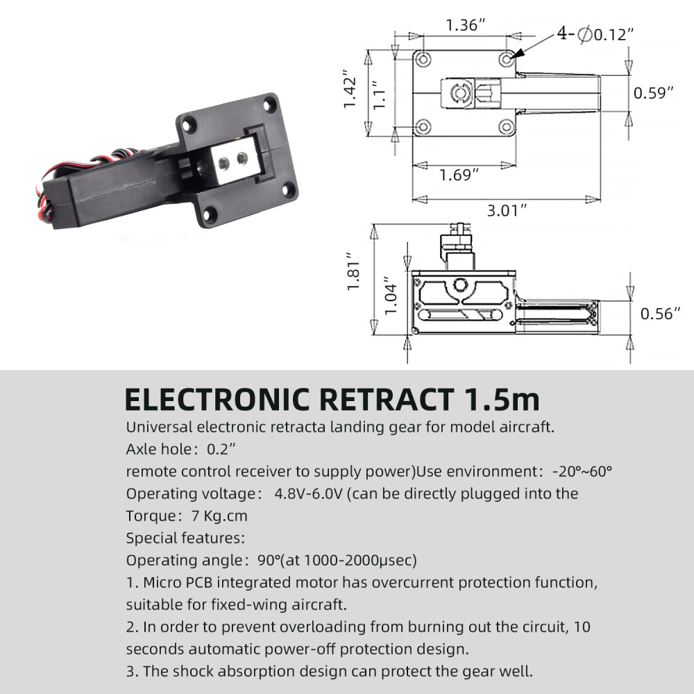 Main Electric Retract Landing Gear No Shaft RC Airplane Fixed‑Wing Model Accessory