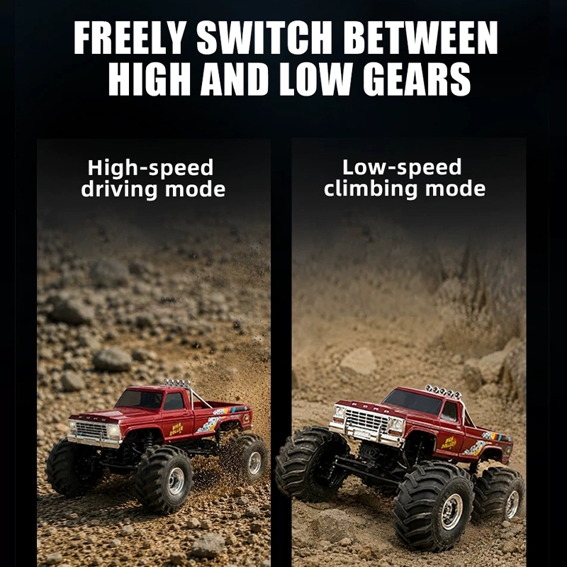 FMS 1/24 FCX24 Smasher Ford F100 RC Monster Truck, Licensed Classic Pickup RC Crawler with Magnetic Body