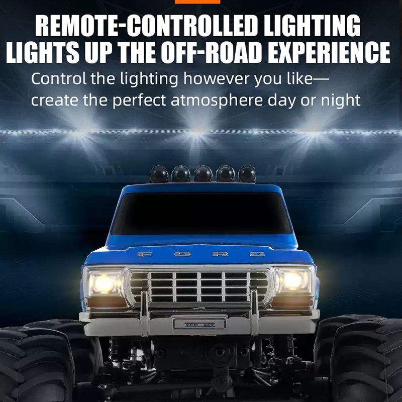 FMS 1/24 FCX24 Smasher Ford F100 RC Monster Truck, Licensed Classic Pickup RC Crawler with Magnetic Body