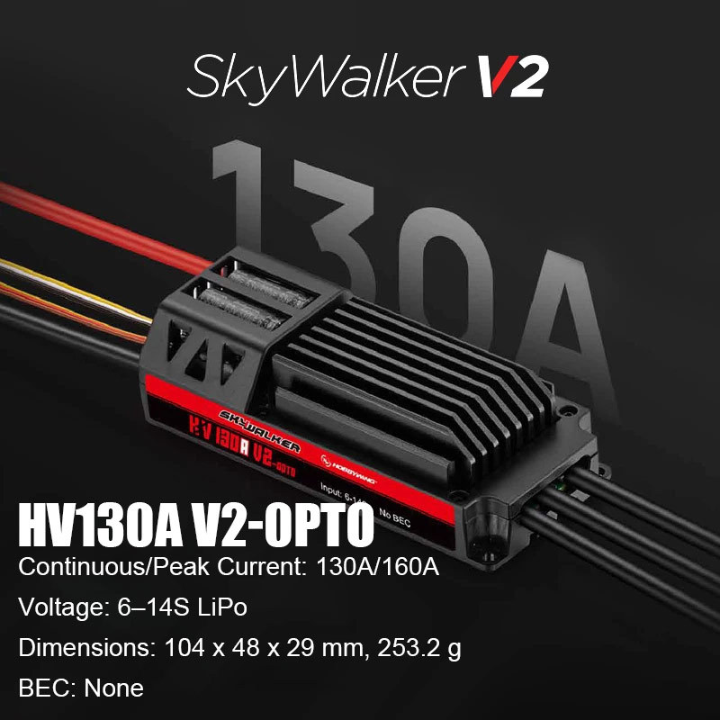 Hobbywing SkyWalker V2 OPTO 130A / 160A HV Brushless ESC for Fixed Wing RC Aircraft