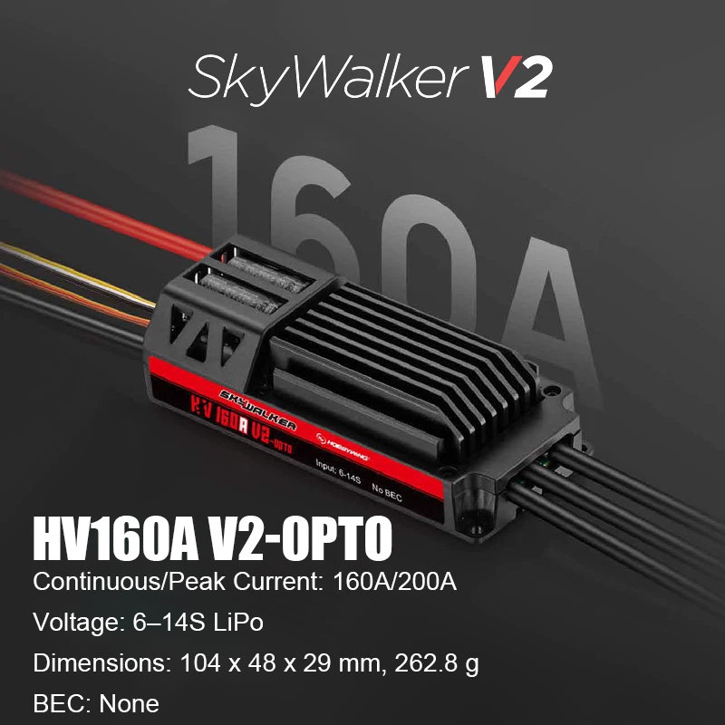 Hobbywing SkyWalker V2 OPTO 130A / 160A HV Brushless ESC for Fixed Wing RC Aircraft