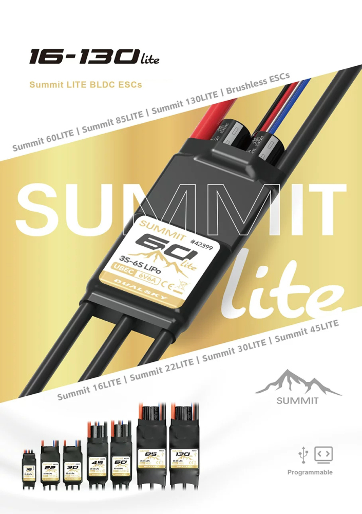 Dualsky SUMMIT 85/130 LITE 85A/130A 3S-6S ESC for Fixed Wing & Multirotor RC Models