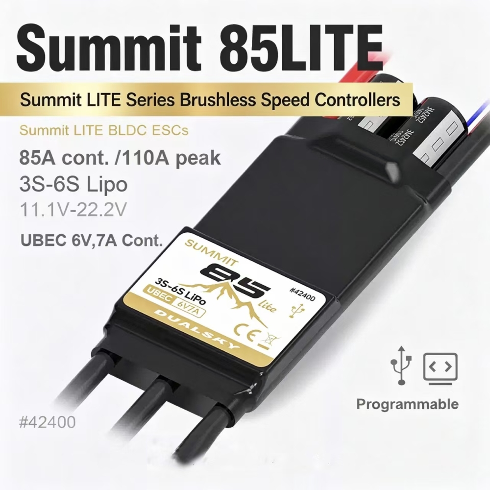 Dualsky SUMMIT 85/130 LITE 85A/130A 3S-6S ESC for Fixed Wing & Multirotor RC Models