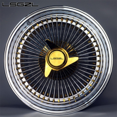 custom Chrome gold steel wire wheel rims wire spoke wheel 5x120 5x130 5x114.3 20 22 24 26 inch passenger car rims forged wheel