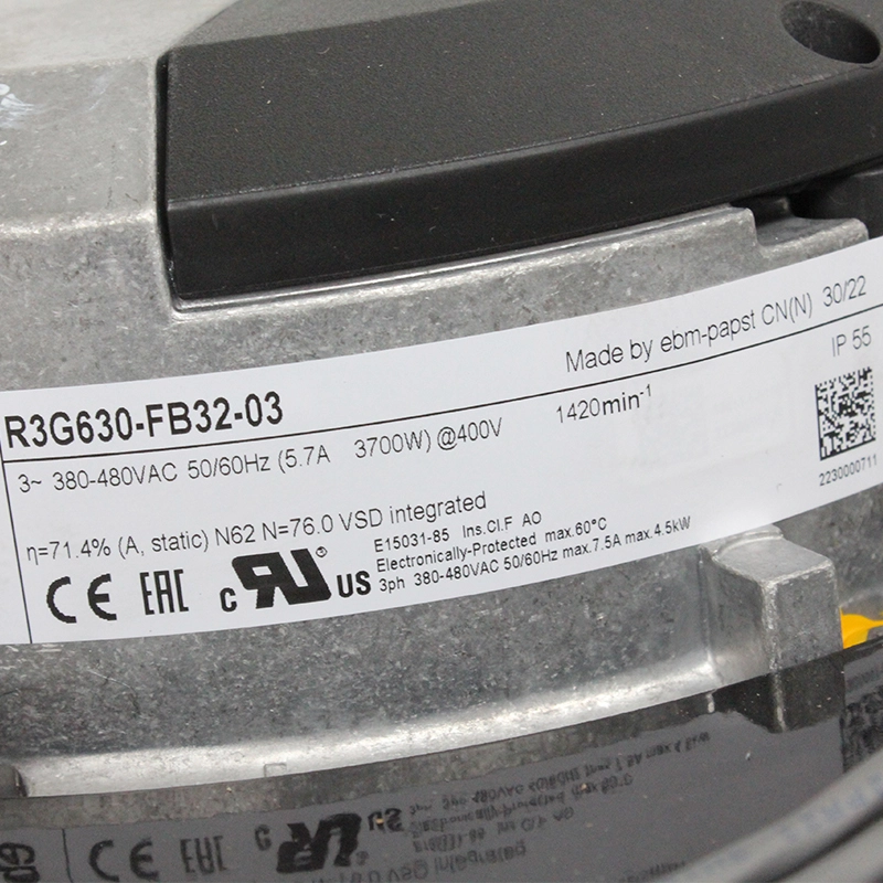 ebmpapst 630mm 380-480V 5.7A 3700W Air conditioning purification box fan Centrifugal fan K3G630-FB32-03/F01
